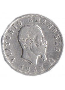 1863 - Vittorio Emanuele II Lire 2 Valore Napoli MB